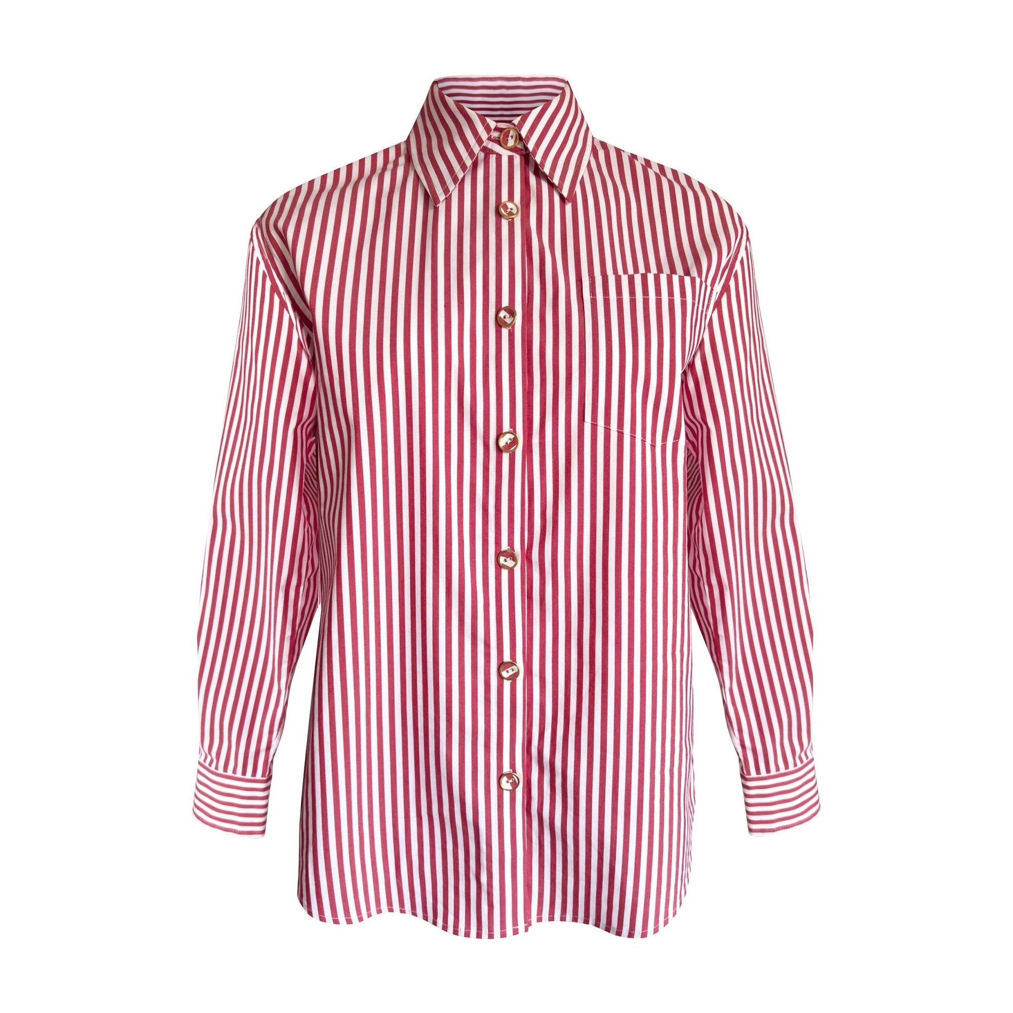 Classic Shirt Bordeaux Stripe (with Personalised Monogram) - LEDORÉ