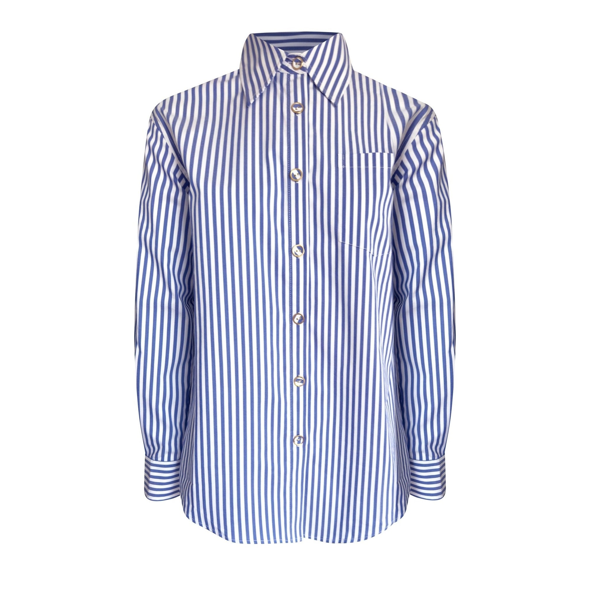 Classic Shirt Cobalt Stripe (with Personalised Monogram) - LEDORÉ