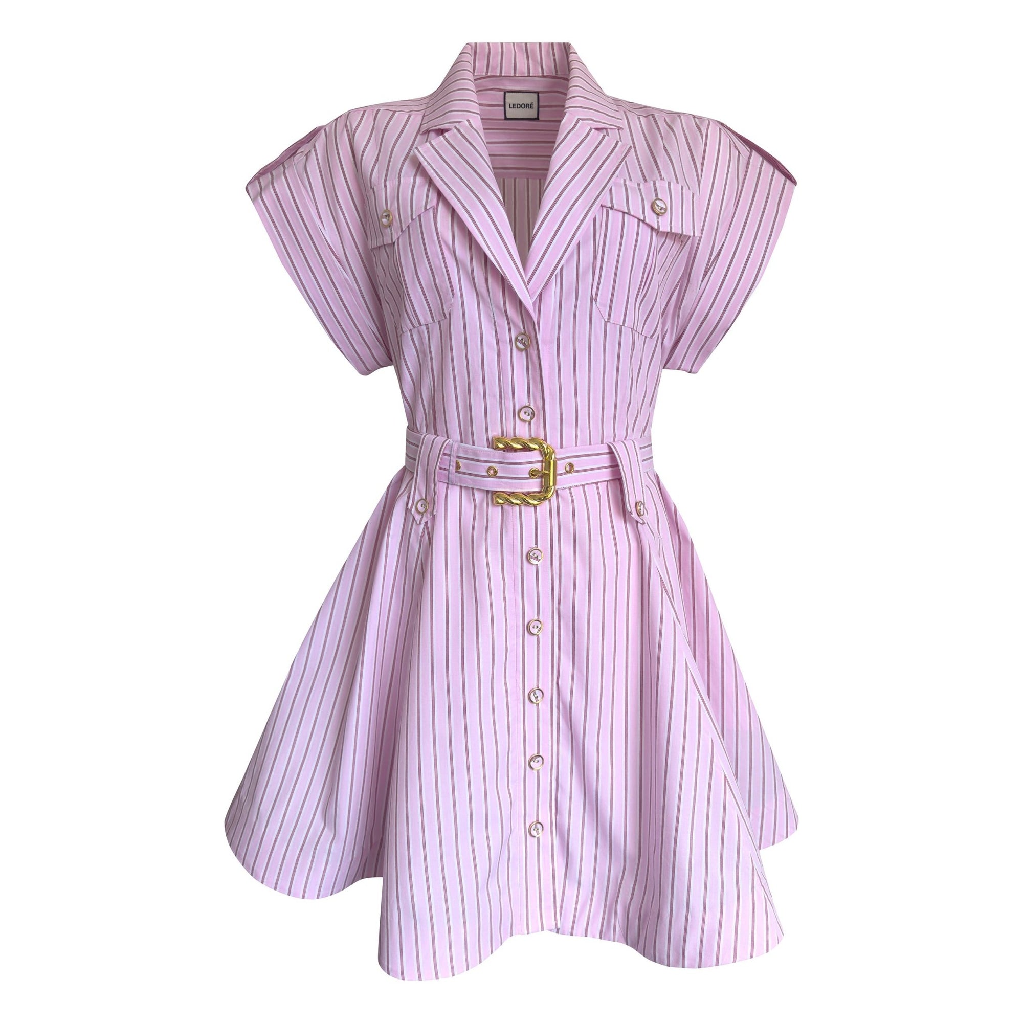 LeDoré Brigitte Shirt Dress Pink Stripe - LEDORÉ