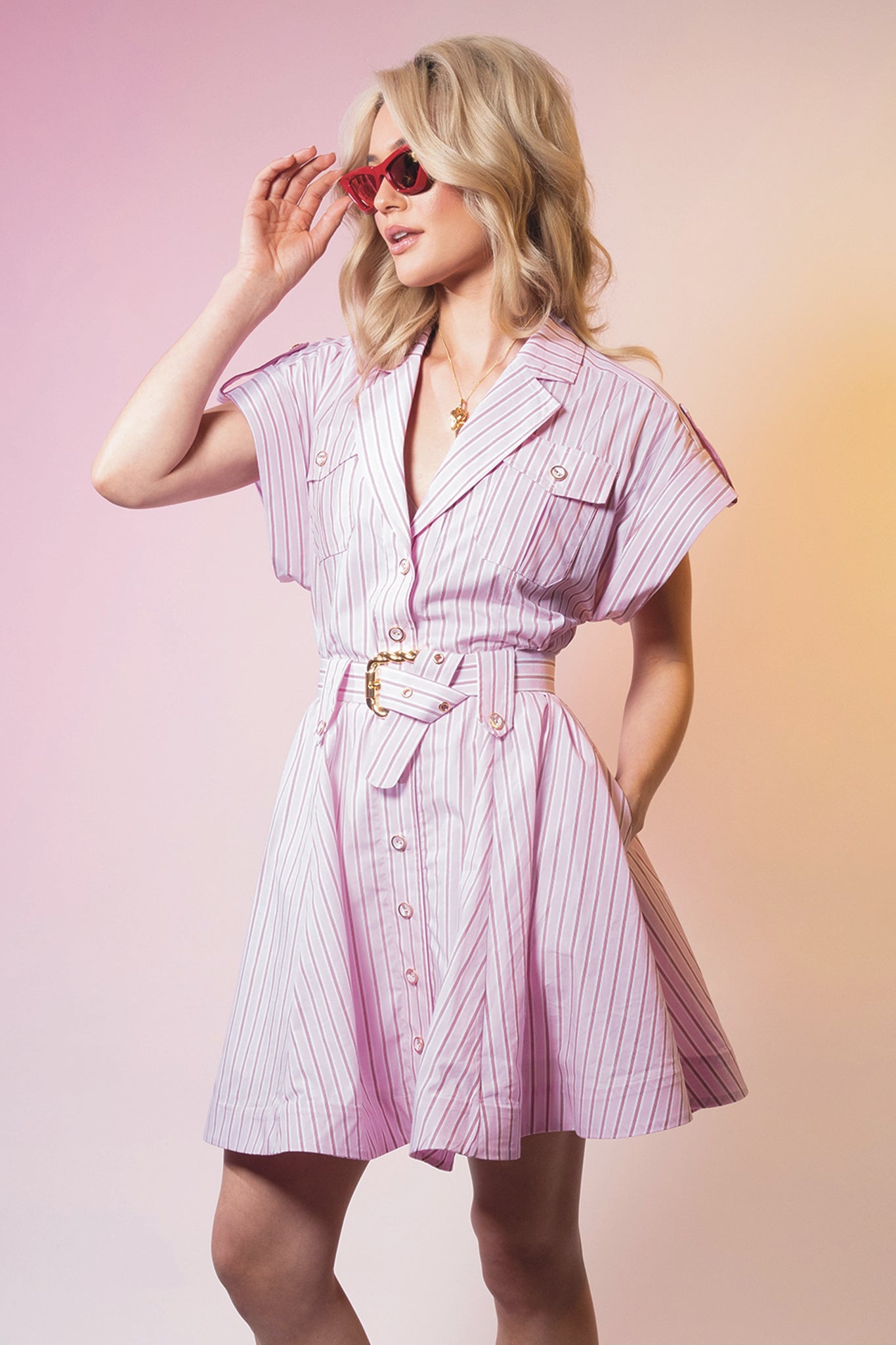 LeDoré Brigitte Shirt Dress Pink Stripe - LEDORÉ