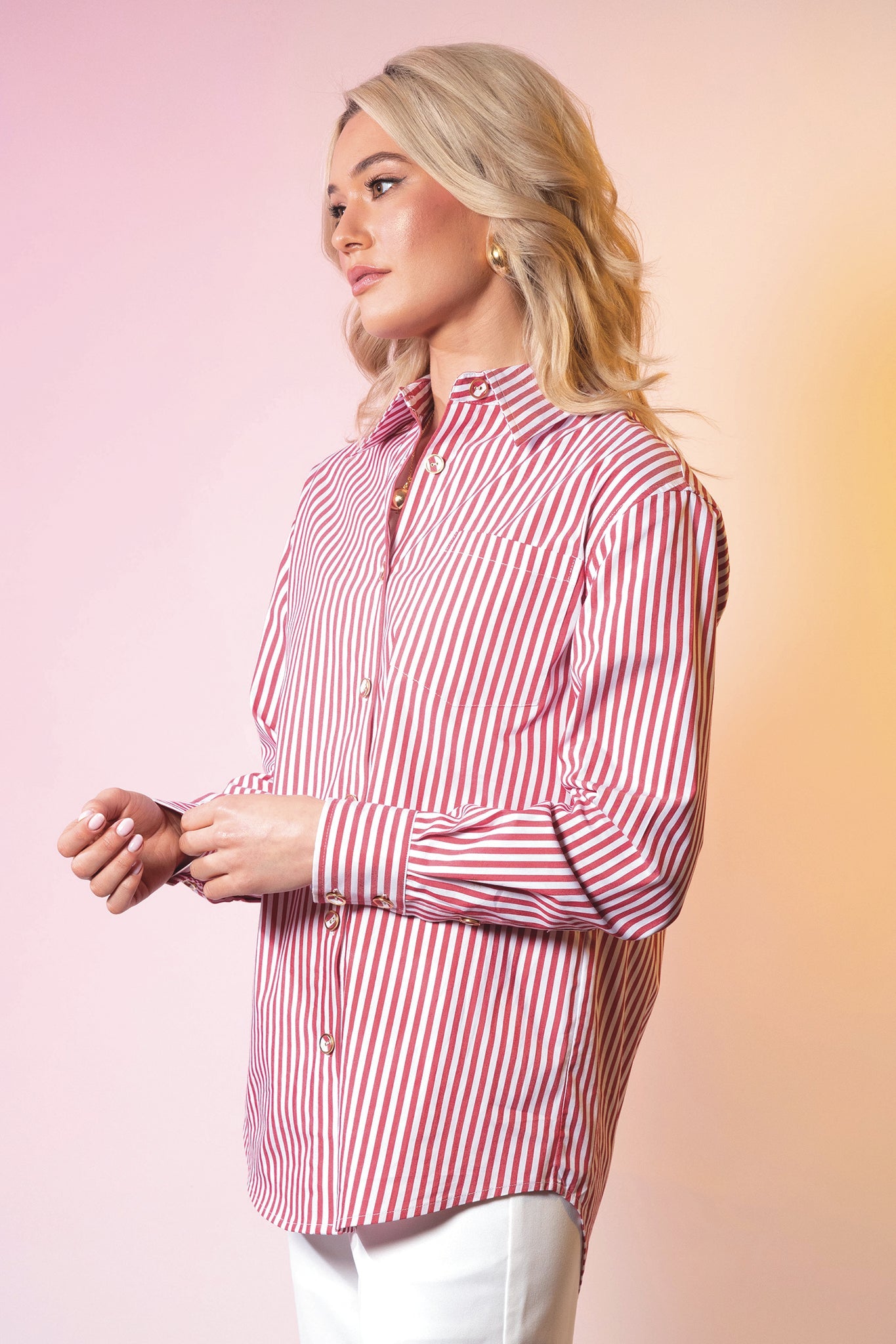 LeDoré Classic Shirt Bordeaux Stripe Cotton - LEDORÉ