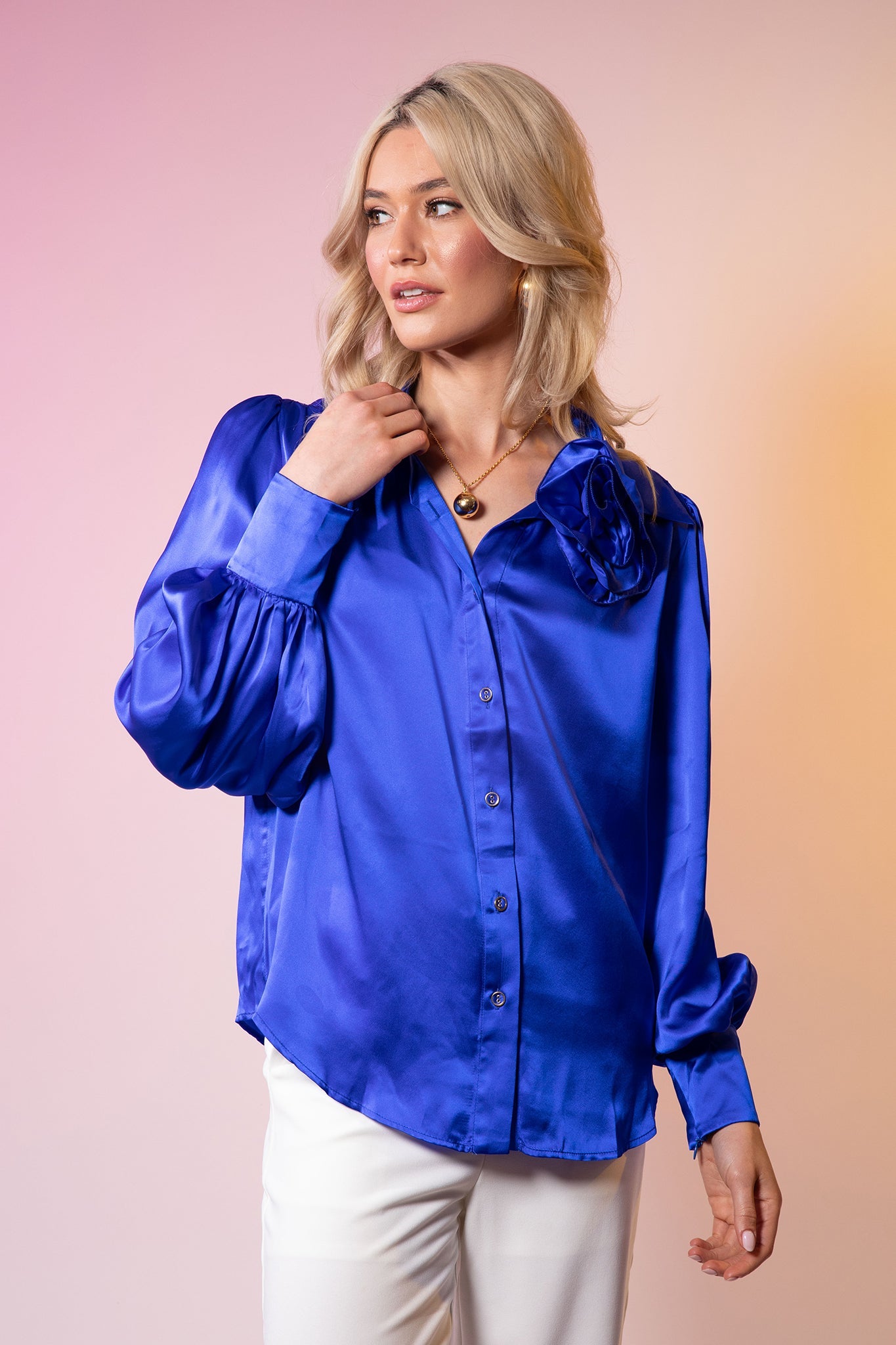 LeDoré Rosette Blouse Cobalt Silk - LEDORÉ